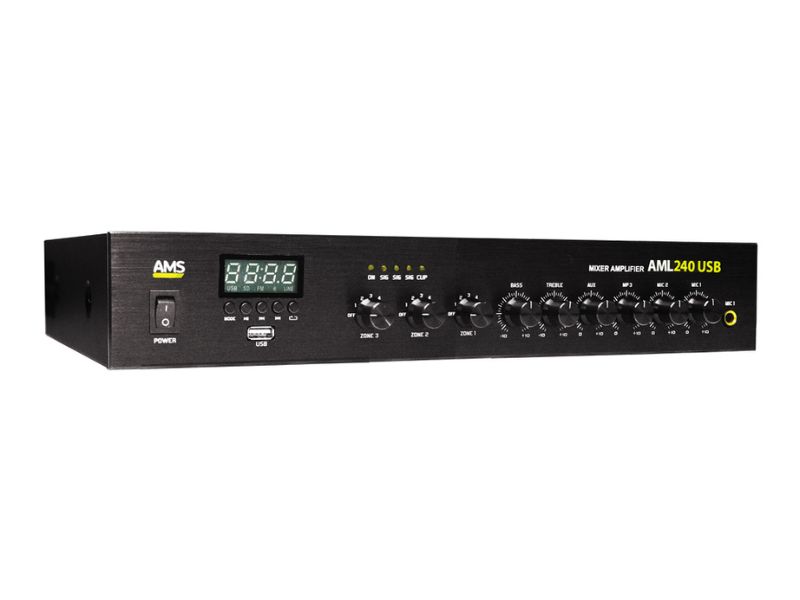 Amply AMS AML 240 USB hỗ trợ 3 vùng đầu ra riêng biệt