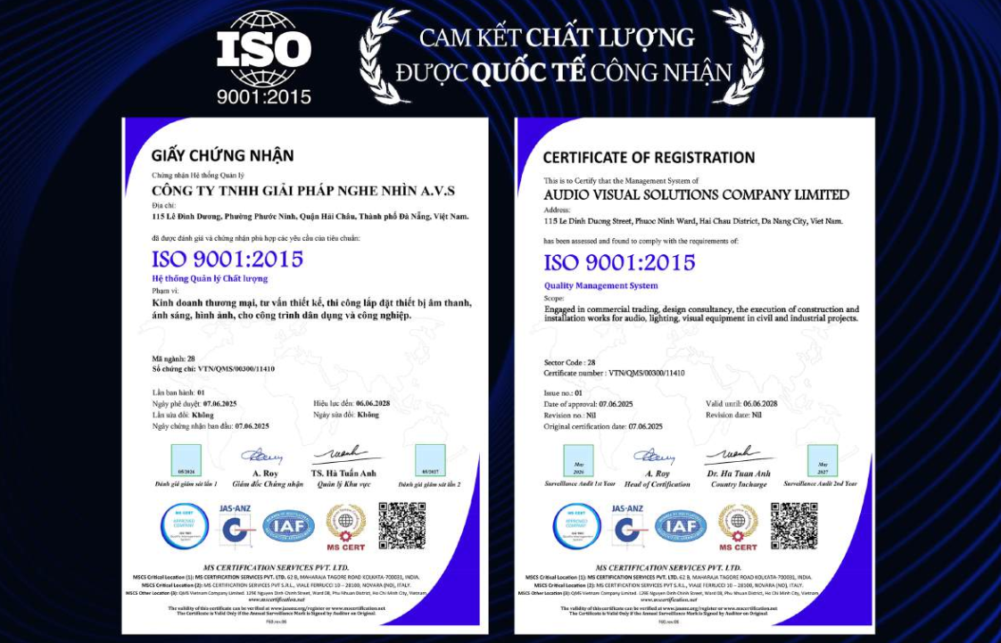 chứng nhận iso - anhduyen audio
