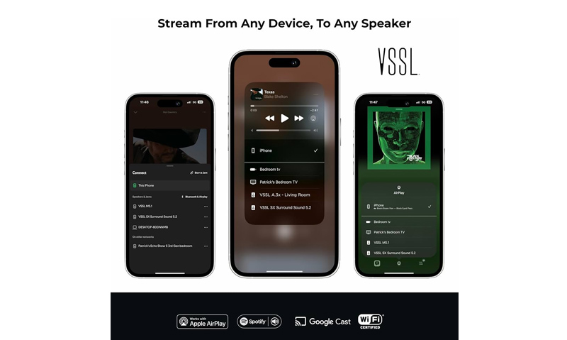 VSSL A.3x hỗ trợ AirPlay Google Cast và Spotify Connect