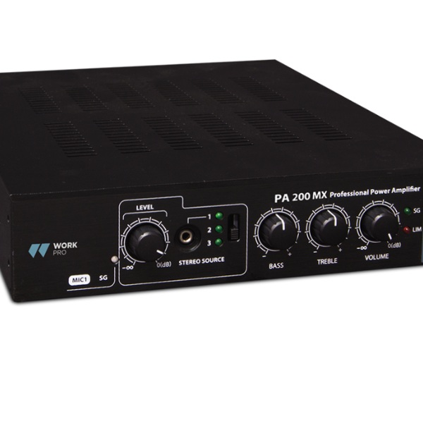Mặt sau của Amply Work Pro PA 200 MX được trang bị bộ chọn dipswitch