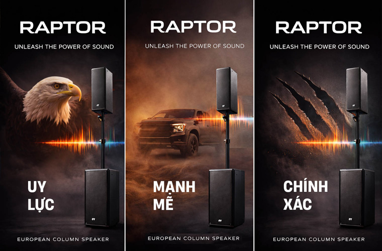 website manh me uy luc am thanh chau Au cua loa Work Pro RAPTOR